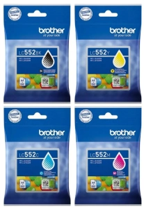 Zestaw Brother LC552 CMYK Black+Cyan+Magenta+Yellow 4x550 stron