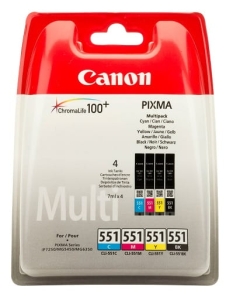 Tusz Canon CLI-551 CMYK Zestaw Black+Cyan+Magenta+Yellow 4 x 7 ml