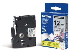 Taśma Brother TZe-M931 12mm x 8m czarny nadruk / matowo-srebrne tło