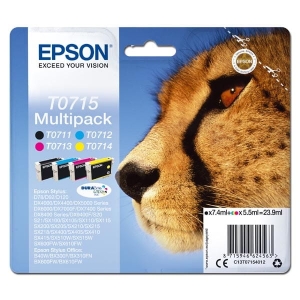 Tusz Epson T0715 C13T07154012 CMYK Zestaw Black+Cyan+Magenta+Yellow 7,5 ml + 3 x 5,5 ml