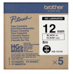 Taśma Brother HGe-131V5 12mm x 8m czarny nadruk / przezroczyste tło