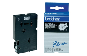 Taśma Brother TC-291 9 mm x 7,7m czarny nadruk / białe tło