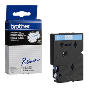 Taśma Brother TC-293 9mm x 7,7m niebieski nadruk / białe tło