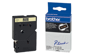 Taśma Brother TC-301 12mm x 7,7m złoty nadruk / czarne tło