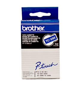 Taśma Brother TC-595 9mm x 7,7m biały nadruk / niebieskie tło