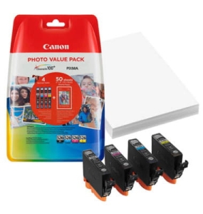 Tusz Canon CLI526 CMYK 4x9 ml zestaw  papier foto PP-201 50szt.